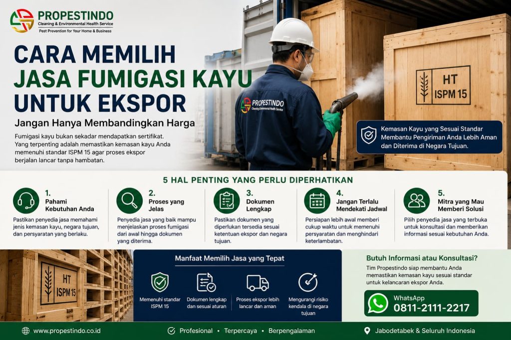 Panduan memilih jasa fumigasi kayu untuk ekspor agar kemasan memenuhi standar ISPM 15.