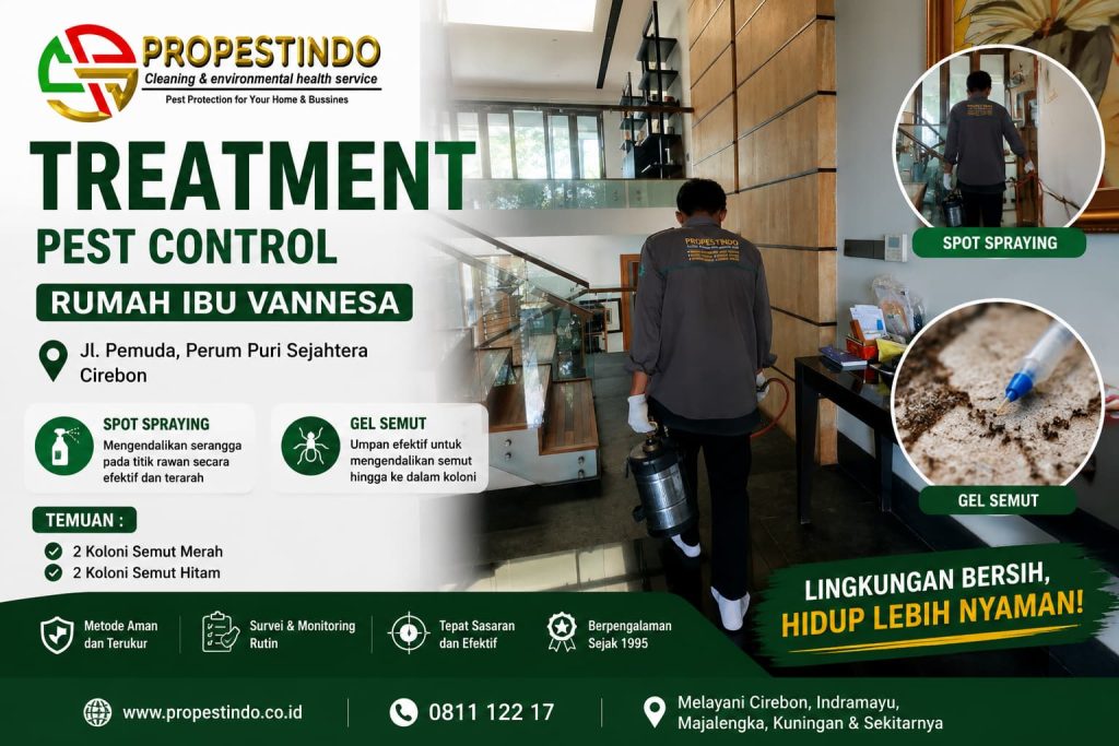 teknisi sedang melakukan pest kontrol di hunian
