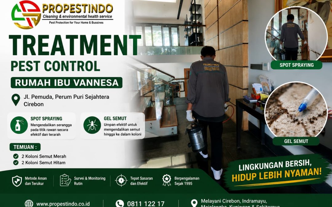 Treatment Spot Spraying & Gel Semut di Rumah Ibu Vannesa, Perum Puri Sejahtera Cirebon