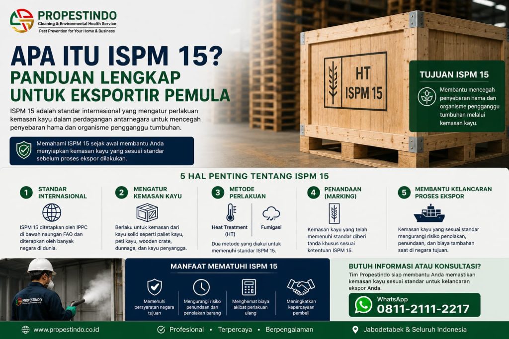 Ilustrasi penjelasan ISPM 15 sebagai standar internasional untuk kemasan kayu ekspor