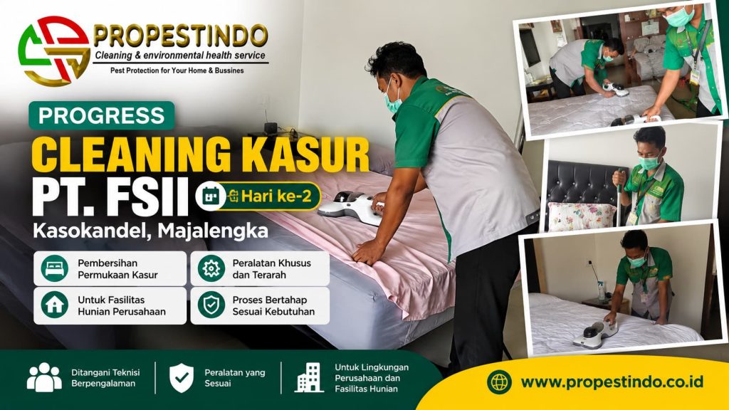 Tim Propestindo melakukan cleaning kasur di PT FSII Kasokandel Majalengka